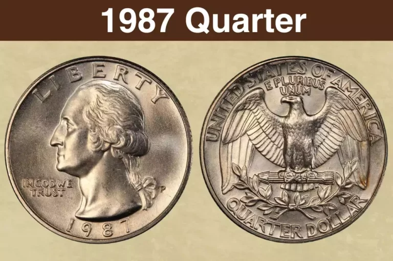 1987-P Washington Quarter obverse and reverse showing the portrait of George Washington and the heraldic eagle design